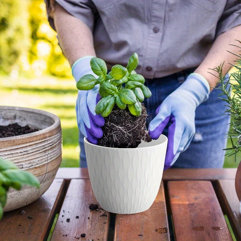 6 Inch Plant Pots 6 Pack Flower Pots for Indoor and Outdoor Use Planters with Drainage Holes and Saucers White